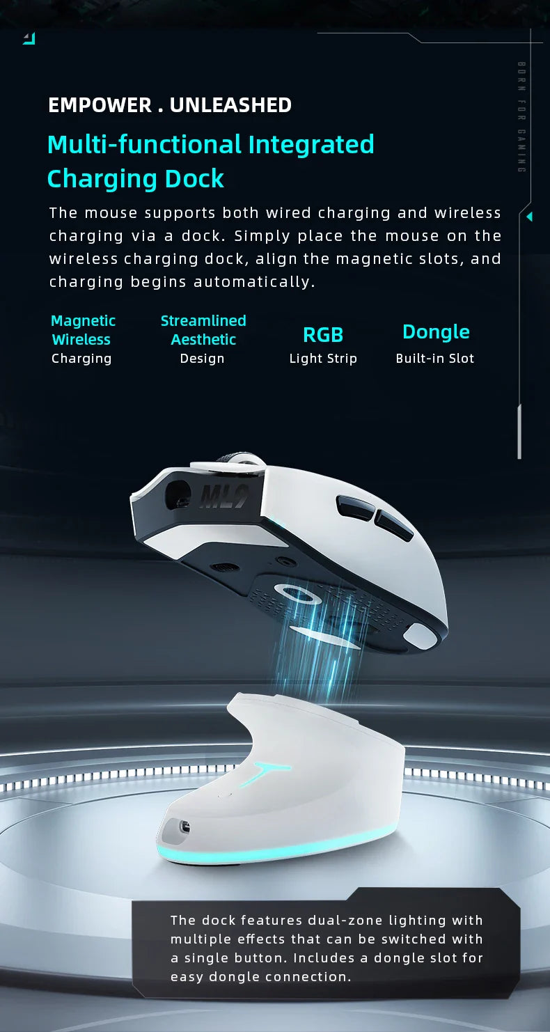 Thunderobot ML903 Mini NearLink Gaming Mouse Tri-Mode Bluetooth Wireless Mouse 30000 DPI Charging Base For Pc Gamer Kit Laptop
