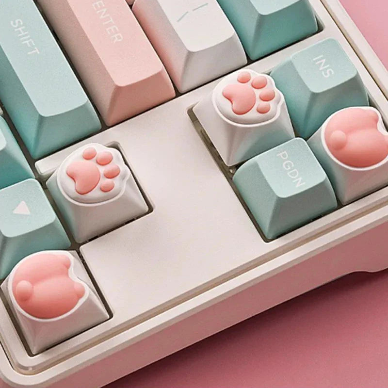 ZIFRIEND Cute Cat Paw Keycaps For Mechanical Keyboard Cherry MX Switch DIY Custom Key Cap Soft ABS Keycup Artisan Pink Color 60%