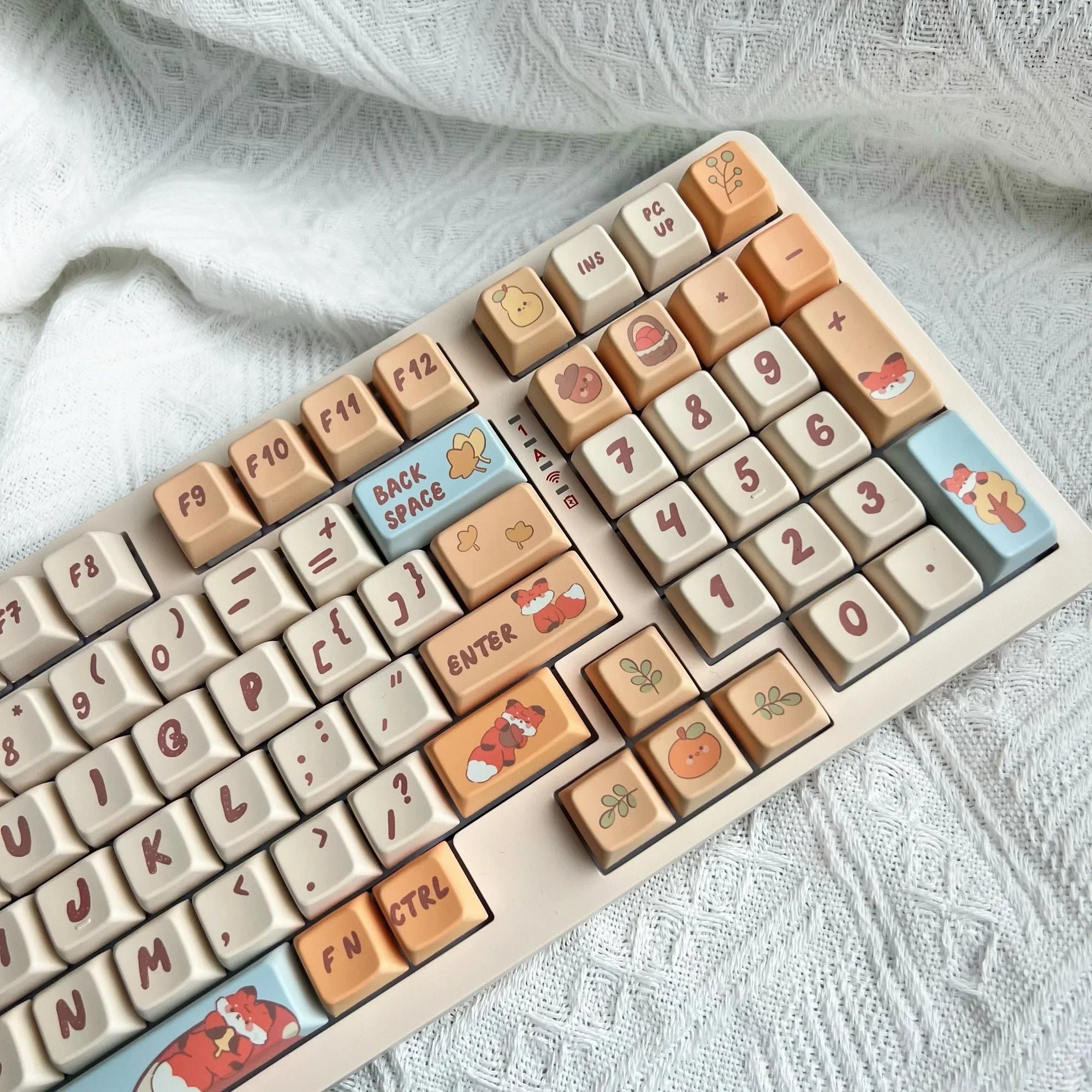 142 Keys Cartoon Fox Keycap KCA MDA Highly Orange Beige Mushroom Keycap PBT Small Animal Cute Diy Keycap For Mechanical Keyboard