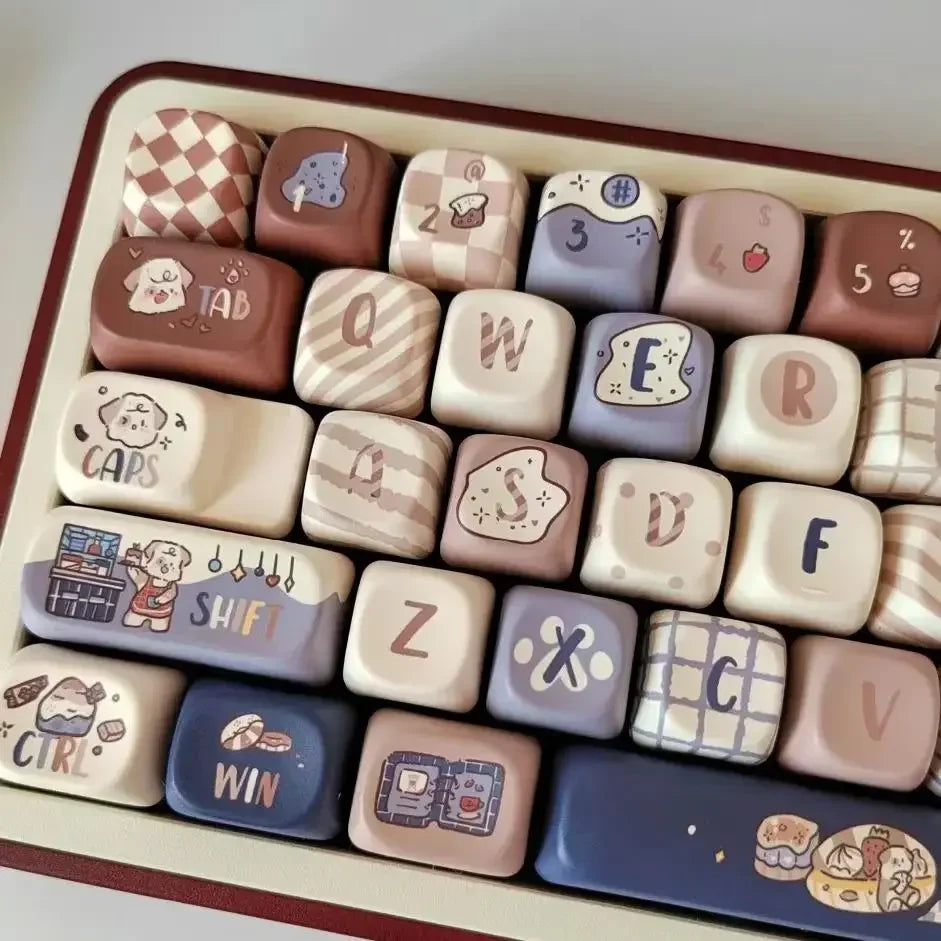 131/140 keys Cute Keycap Coffee Dog PBT Five-Sided Sublimation MOA Personalized Ball Cap DIY Mechanical Keyboard Keycaps Keycap