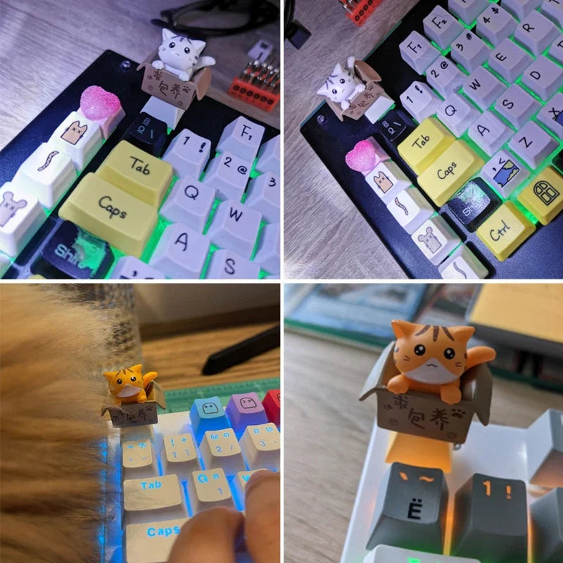 1PC PBT Custom Cartoon Anime for Cat Keycap Bottom Backlit Keycaps OEM Profile for DIY Mechanical Keyboard Children's Gi