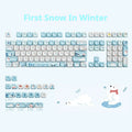 Winter First Snow Themed Keycap 127 Keys Oqo Profile Pbt Thermal Sublimation Mechanical Keyboard Blue Cartoon Cute Anime Keycap