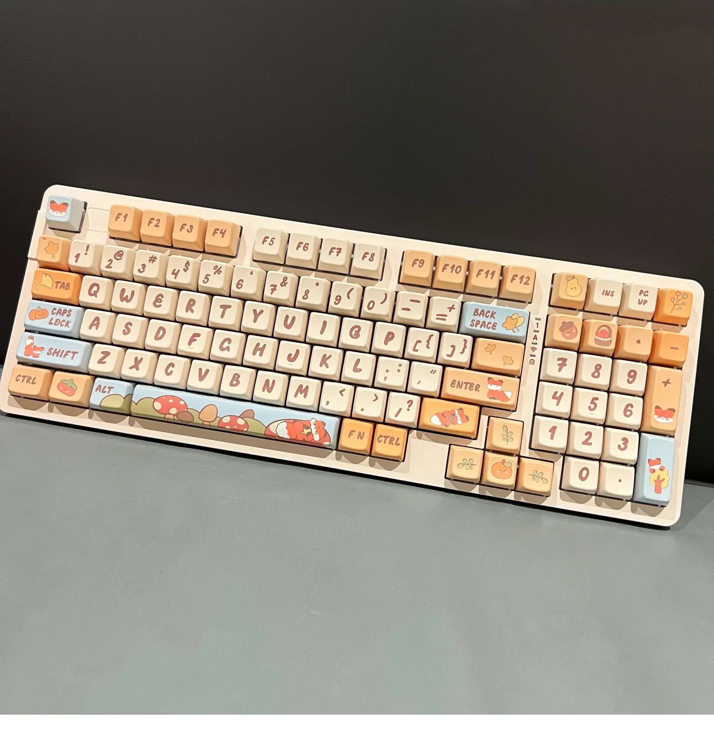 142 Keys Cartoon Fox Keycap KCA MDA Highly Orange Beige Mushroom Keycap PBT Small Animal Cute Diy Keycap For Mechanical Keyboard