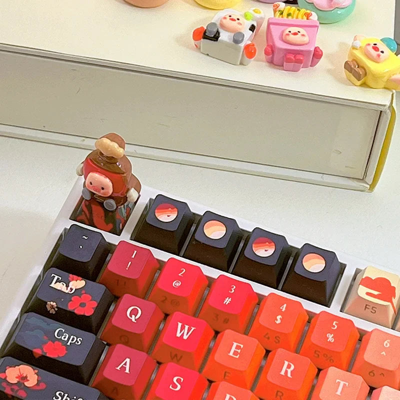 Ancient Style Theme Keycaps 128key Cherry Profile Pbt Hot Sublimation Side Engraving Transparent Mechanical Keyboard Keycaps