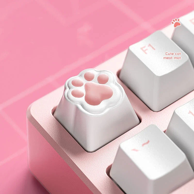 ZIFRIEND 4Pcs Cute Cat Paw Keycaps for Mechanical Keyboard Cherry MX Switch DIY Custom Silicone Key Cap Artisan Pink Color