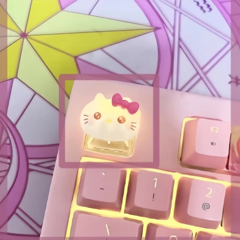 Sanrio New HelloKitty Cartoon Kuromi My Melody CinnamorollChoiceNonopaque Game Cherry Axis Keycaps, Mechanical Keyboard Keycaps