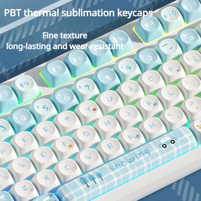 Snowflakes Theme Keycaps 127 Keys MOA Profile PBT Square KeyCap Dye Sublimation Mechanical Keyboard Key Cap Keyboards Accessorie