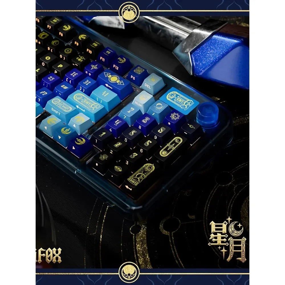 PIIFOX PBT OEM Thermal Sublimation Keyboard Keycaps 130 Keys Mirana Translucent Side  Customized Sculpture Accessories Esports