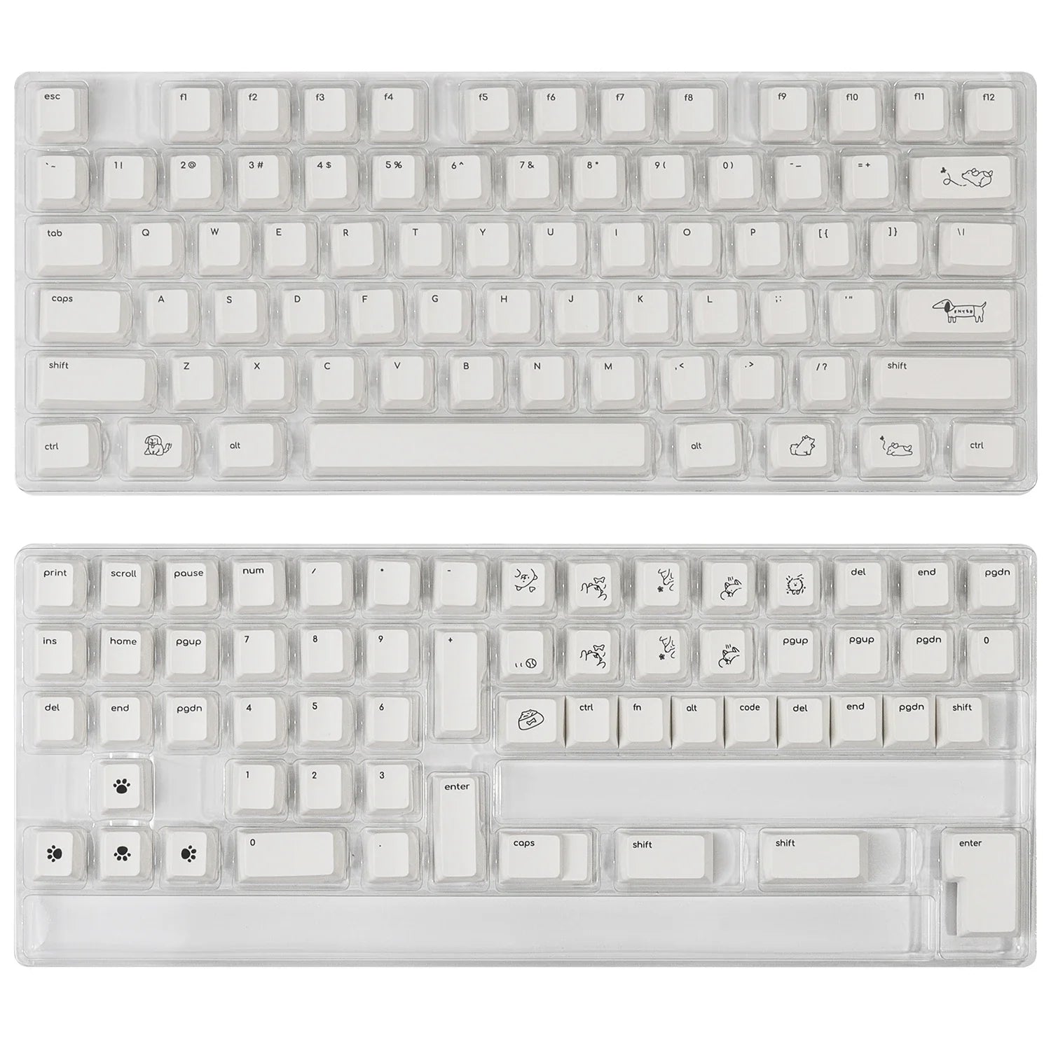 MiFuny Cute Dog Keycap 124/133 Keys PBT Dye Sublimation Custom MOA/Cherry Profile Gaming Keycaps for Mechanical Keyboard Gifts