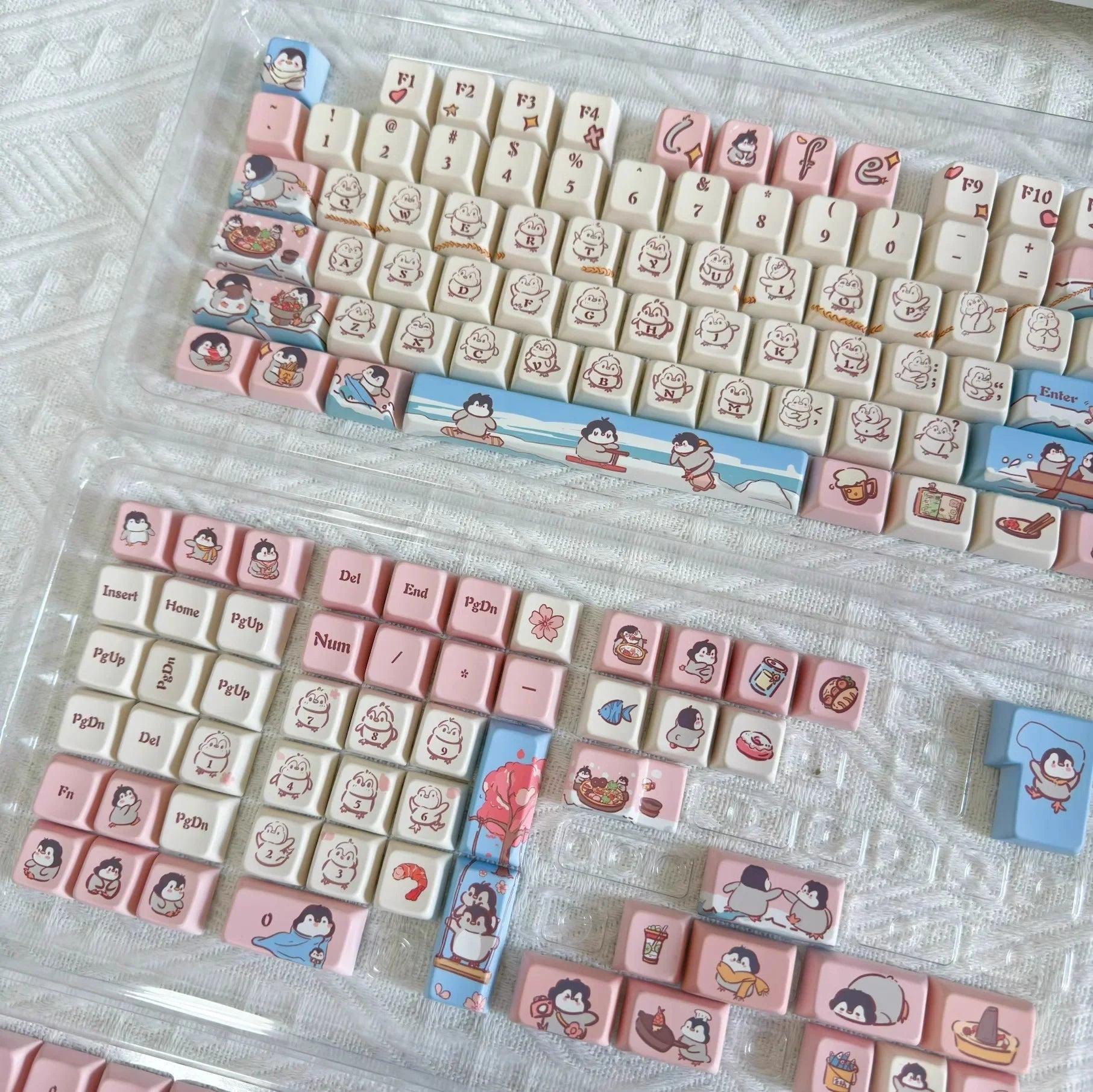 Raccoon/Penguin Keycap 148keys Cherry Side Printed Pbt  Sublimation Mechanical Keyboard Keycaps Customized Cute For Game Office