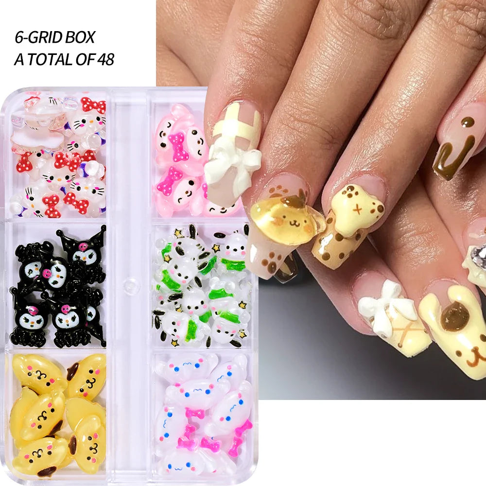 35/50/70/240pcs Cute Sanrio Nail Art Jewelry Decoration Kawaii Hello Kitty Kuromi Rhinestone Charms For Nail Y2K Manicure Crafts