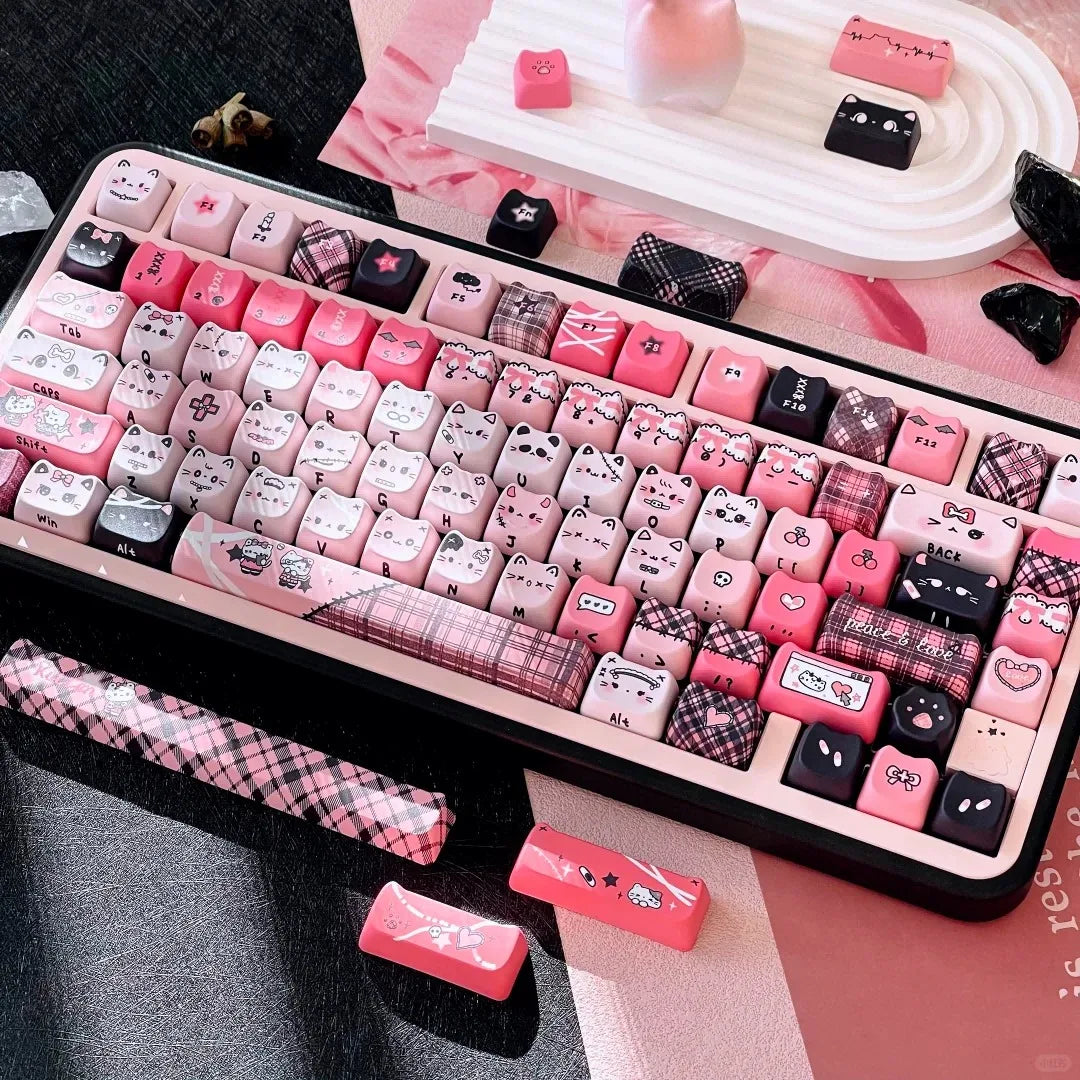 142 Keys Customized Gift Cute Cat keycaps New MAO Keycaps Square Thermal Sublimation Mechanical Keyboard 2.25 U 2.75U for Alice