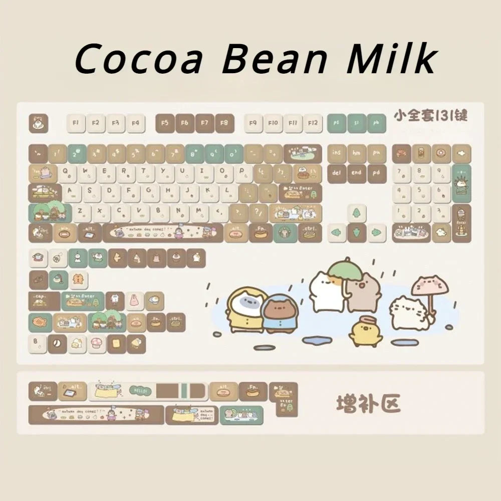 Cute Keycap Cocoa Bean Milk PBT Five-Sided Sublimation XOA Personalized Ball Cap DIY Mechanical Keyboard Keycaps Keycap Set