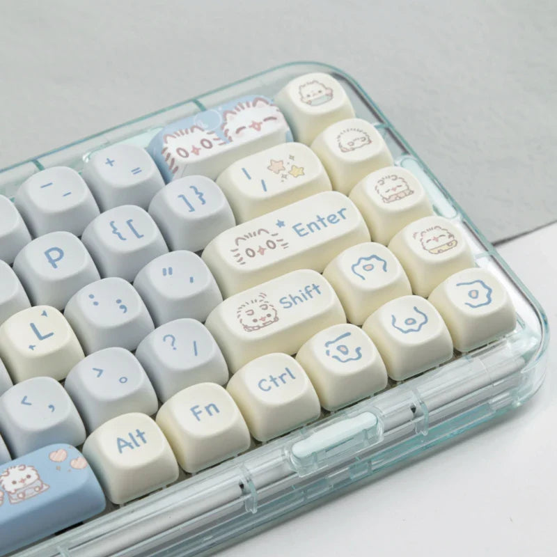 144 Keys Meow MOA Height Key Cap MAC Cute Meow Square Thermal Sublimation Mechanical Keyboard Keycaps Keyboard Accessories