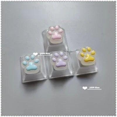 4pcs/set Lovely Cat Claw Key Cap Personality Cat Paw Keycaps for Mechanical Keyboard R4 Arrow Keys Pink Cute DIY Keycaps