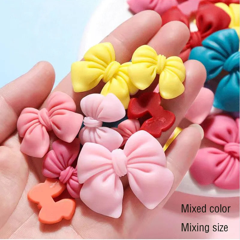 10pcs Colored Ribbon Resin Bow Nail Charm Parts 3D Nail Art Decoration Accessories Supplies for  DIY Manicure Design