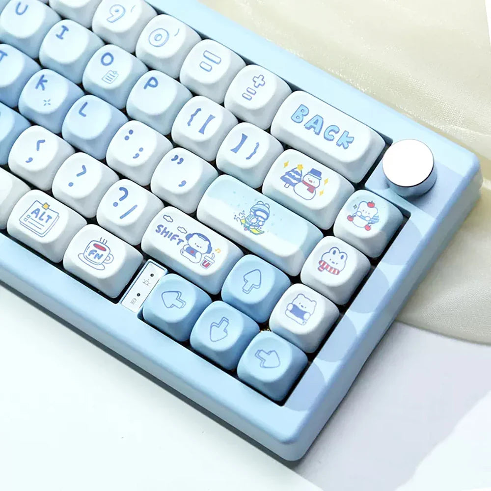 135 Keys MOA Profile Keycaps Winter Bear Theme PBT Keycaps For MX Switch Mechanical keyboard Dye Sublimation Blue White key Caps