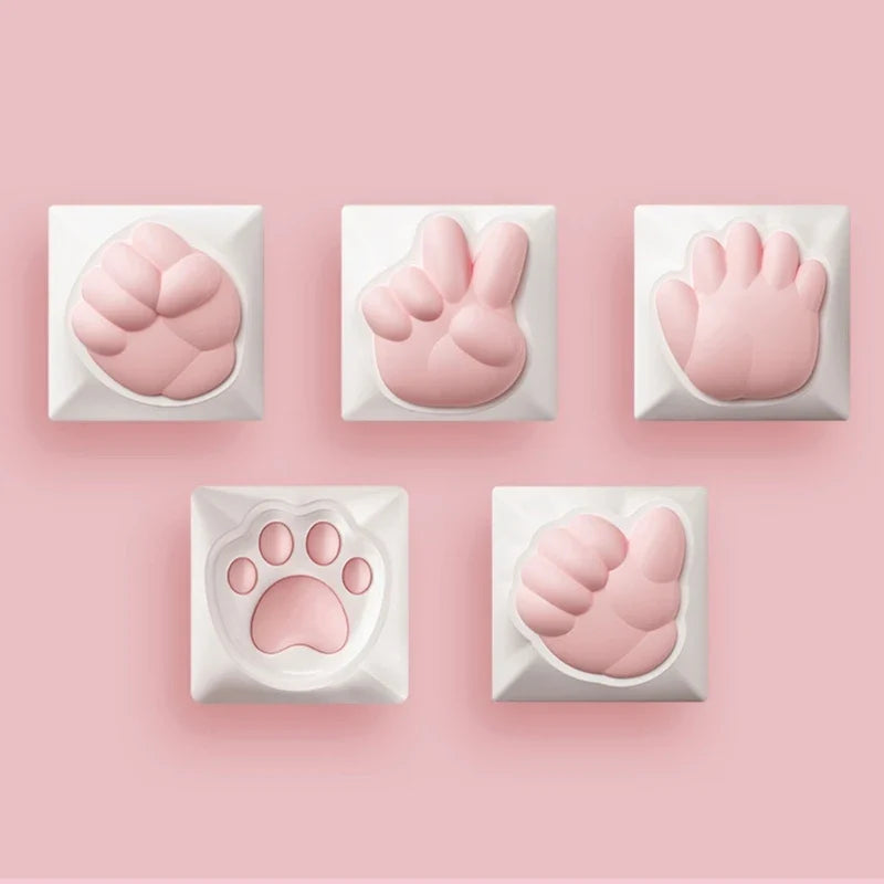 4pcs Cute and Style Cat Claw Keycaps 3D Keycaps OEM Profile Keys Caps for Mechanical Keyboards Keyboards Accessories