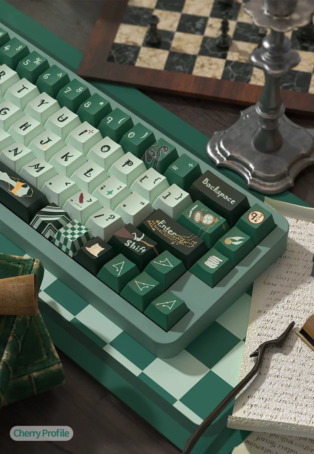 SLYTHERIN Theme Keycaps Cherry/MDA Profile Personalized Cartoon Keycap For Mechanical Keyboard with 7U and ISO key cap