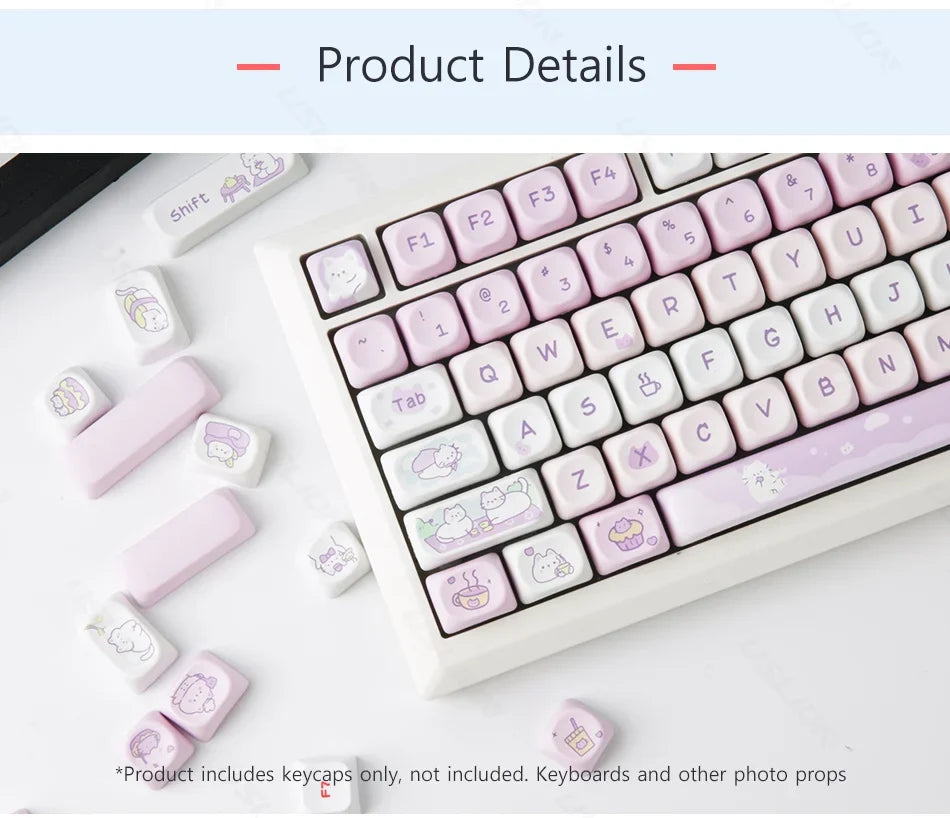 132Keys MOA Profile Keycaps Cartoon PBT Key Caps for 61/64/68/78/84/87/96/104/108 Keys Gaming Mechanical Keyborad MX Swtiches