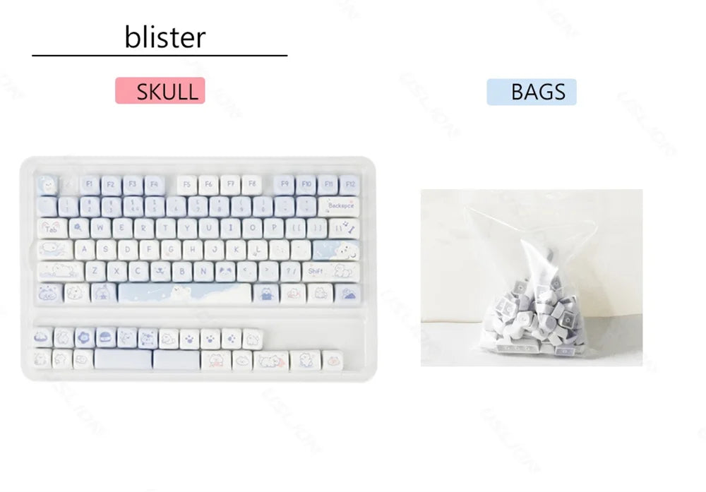 95/132 Keys Cute Cartoon Animals Theme Keycaps MAO Profile DIY PBT Dye Sublimation Key Caps for Mechanical Keyboard MX Switch