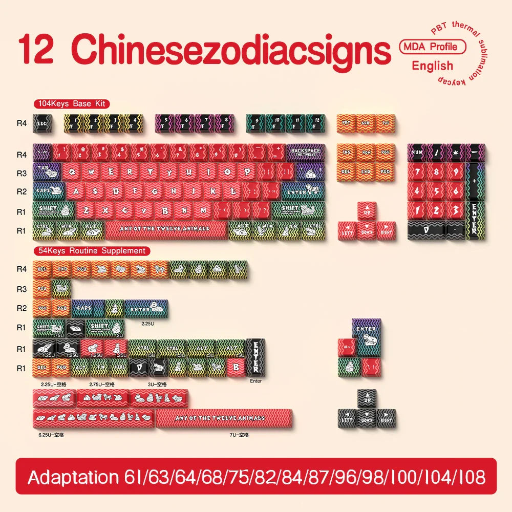 138/158 keys Original Theme Keycaps MDA Profile cute Anime PBT Keycap custom For Mechanical Keyboard with iso layout