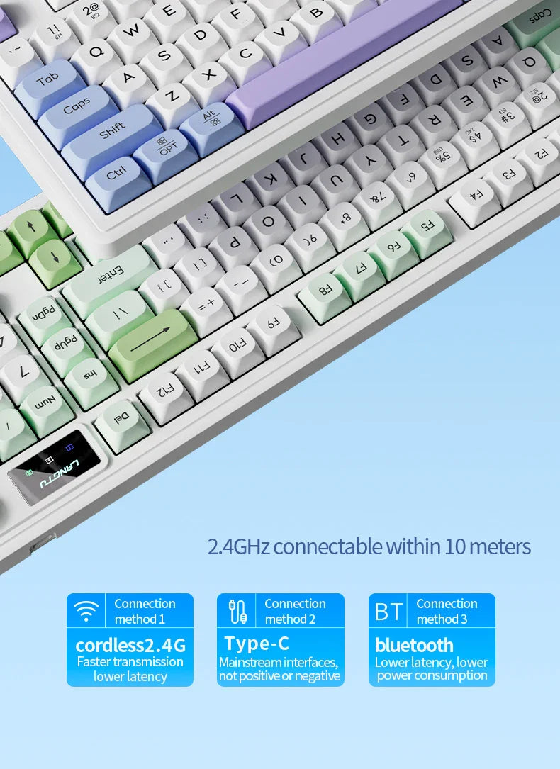 LANGTU L98 Membrane Keyboard Tri-mode Wireless Gasket Structure RGB Multifunctional Knob Customized Gaming Keyboard Pc Accessory