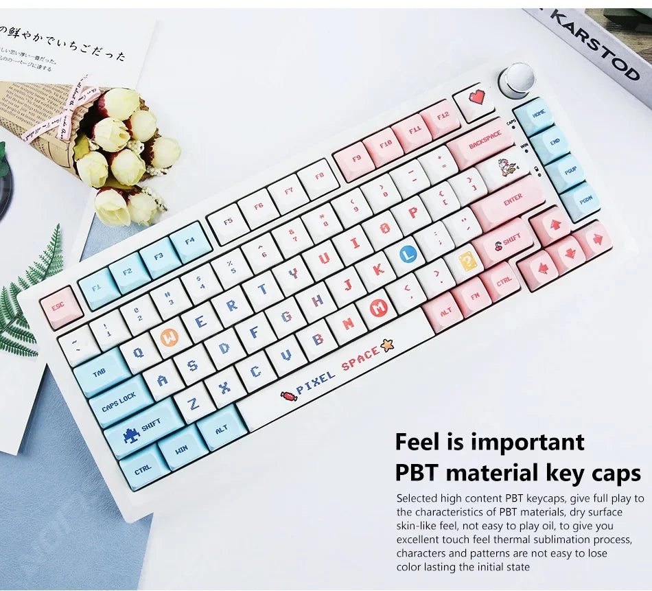 Candy Colorful 124 Keycaps XDA PBT Cartoon Keyboard Dye Sublimation for DIY Custom Mechanical Gaming Wear-Resistant Keycaps Kit