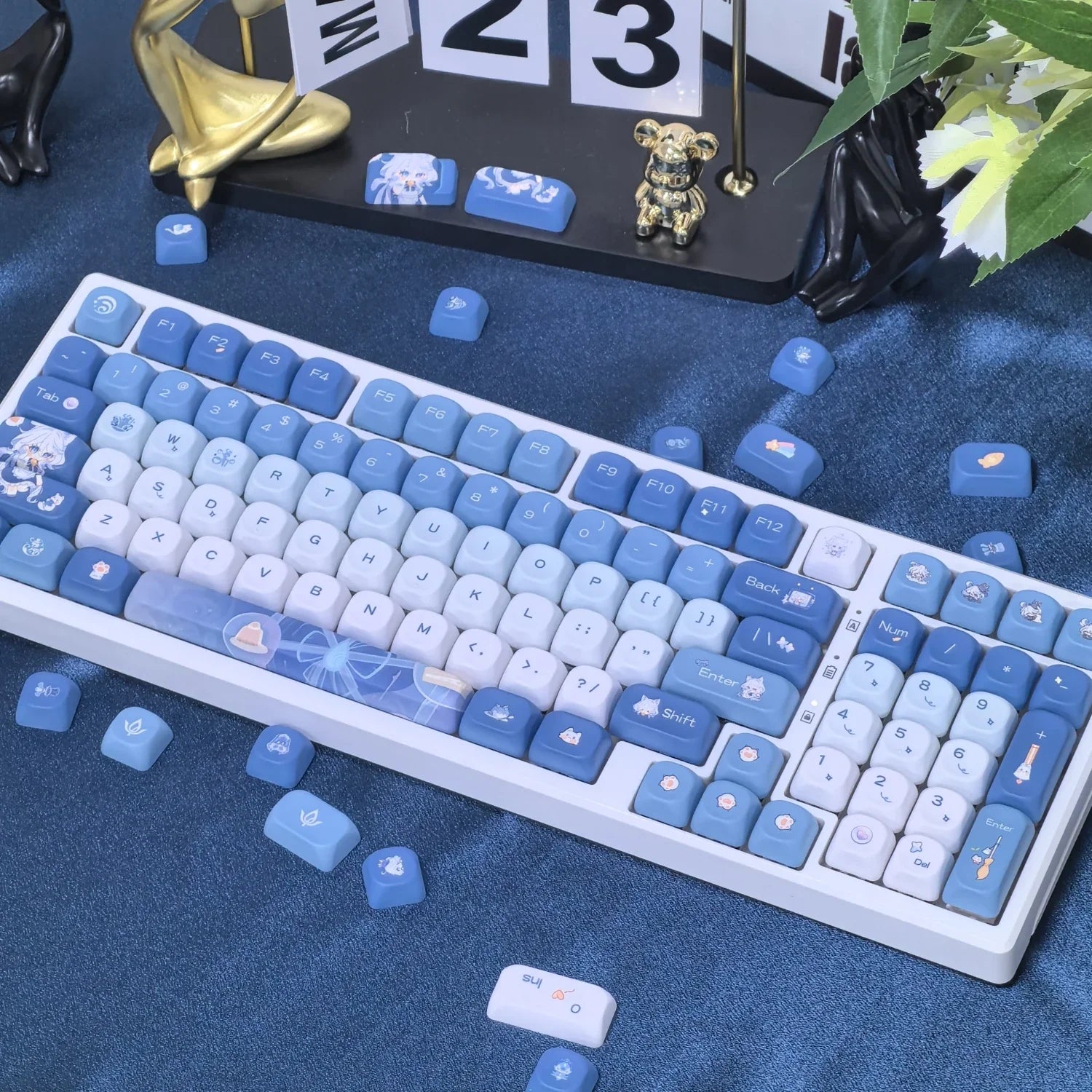 Genshin Impact Theme Xiao Keycaps MOA Profile PBT Sublimation Mechanical Keyboard Caps Cartoon Character Gamer XIAO Keycap