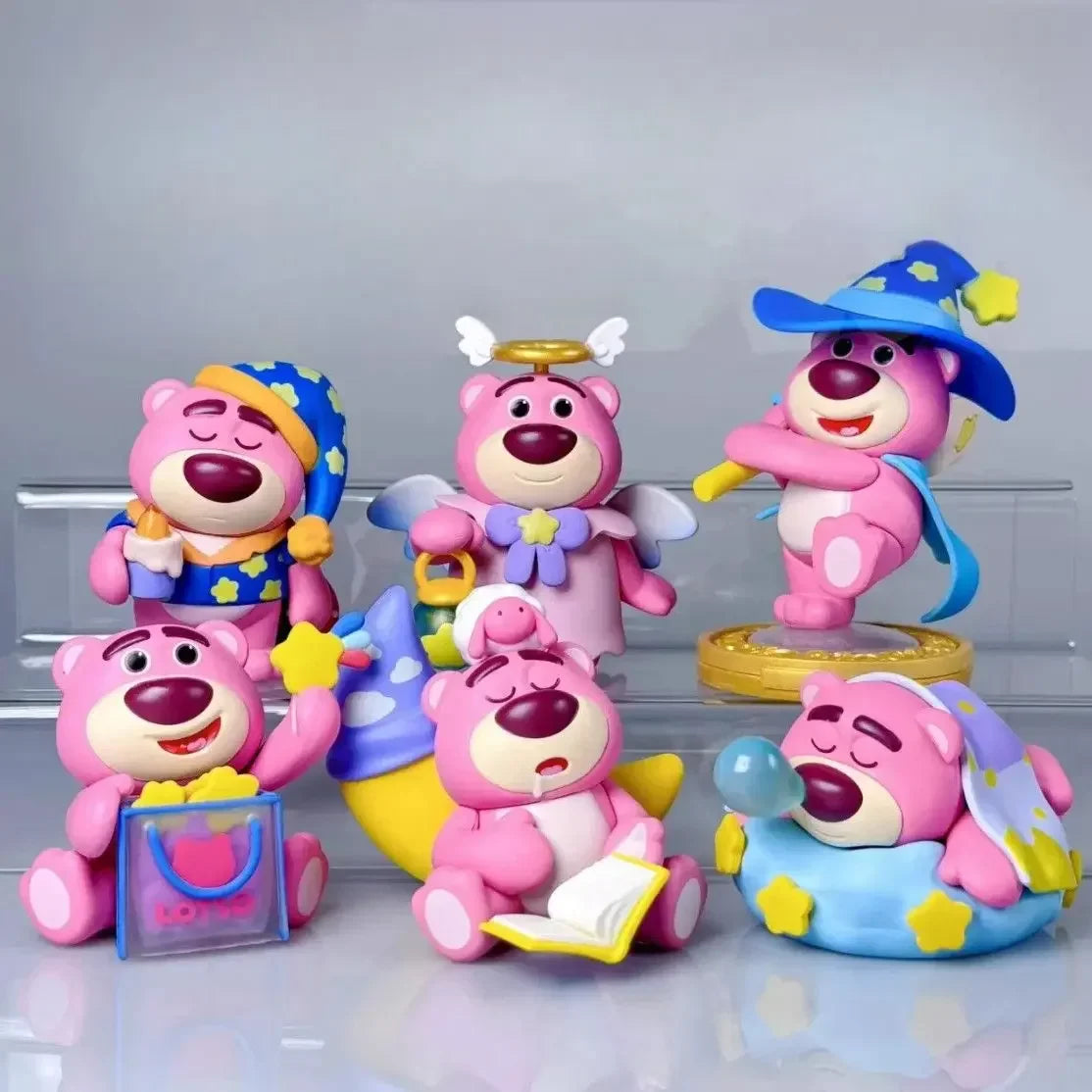 6 Cute Exquisite Lotso Girls' Favorite Sleeping Bears Different Styles Of Figurines Trendy Toys Twisted Egg Dolls Car Ornaments.