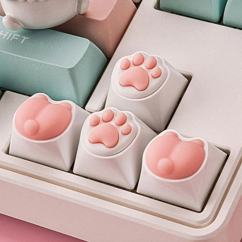 1pc Cute Cat Paw Keycaps For Mechanical Keyboard Cherry MX Switch DIY Custom Key Cap Soft Silicone Keycup Artisan Pink Color