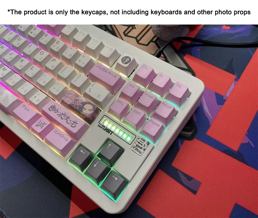 1 Set PBT Dye Sublimation Anime Keycaps Kochou Shinobu Theme Key Caps for Demon Slayer Cherry Profile Keycap Keyboard Decoration