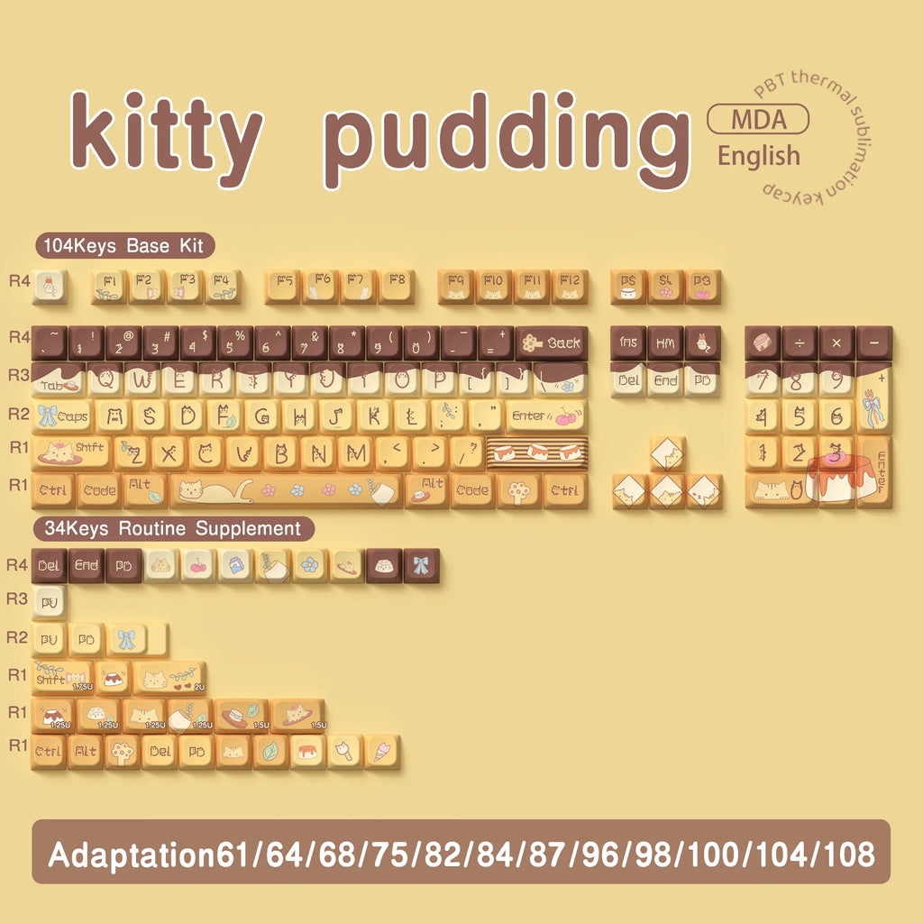 138/158 keys Original Theme Keycaps MDA Profile cute Anime PBT Keycap custom For Mechanical Keyboard with iso layout