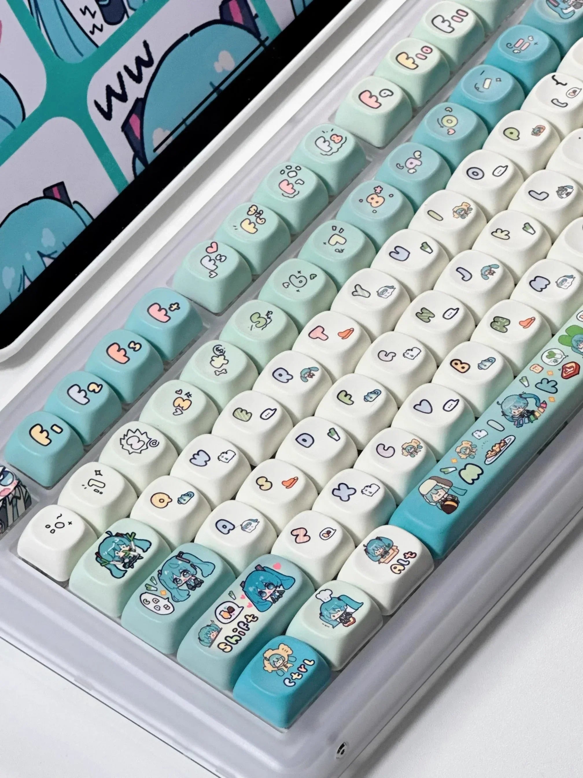 Miku Anime Keycap Xoa Pbt Cartoon Keycap Customization Individuation Keyset For Mechanical Gaming Keyboard Switch Gifts