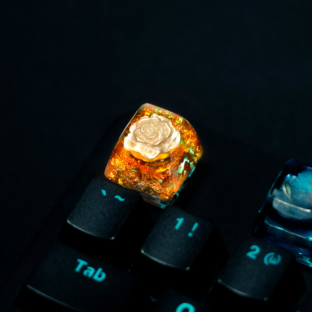 1 Piece Ice Rose/Polar Bear/Steampunk/Gear/Pond Fish/Koi/Stars Artisan Resin Keycaps ESC Mechanical Backlit Keyboard RGB Keycap
