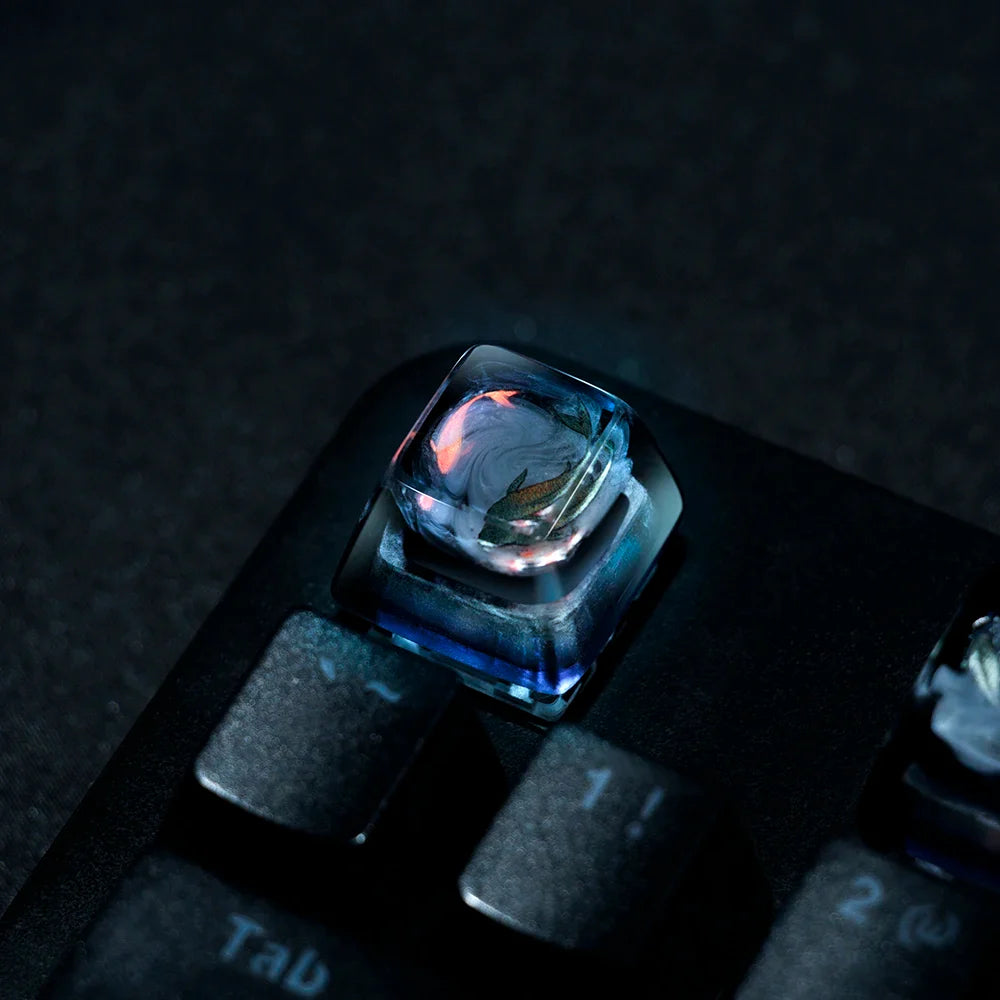 Original national style Koi keycaps Personalized keycaps Handmade light-transmitting cross shaft