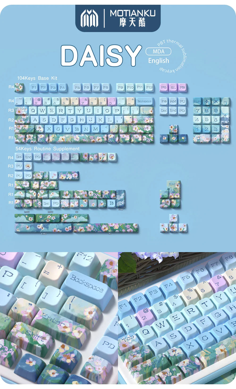 138/158 keys Original Theme Keycaps MDA Profile cute Anime PBT Keycap custom For Mechanical Keyboard with iso layout