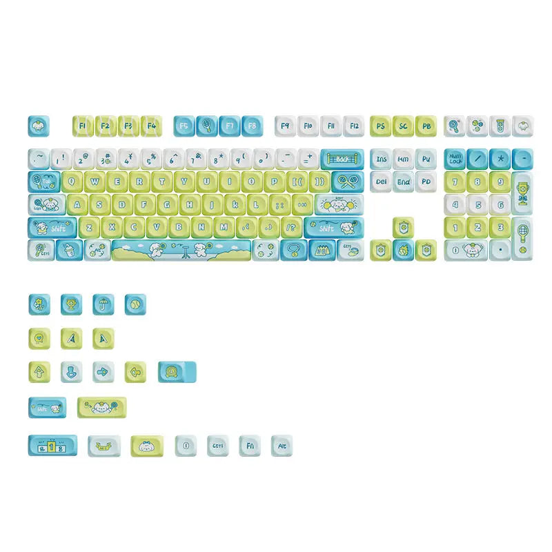 Snowflakes Theme Keycaps 127 Keys MOA Profile PBT Square KeyCap Dye Sublimation Mechanical Keyboard Key Cap Keyboards Accessorie