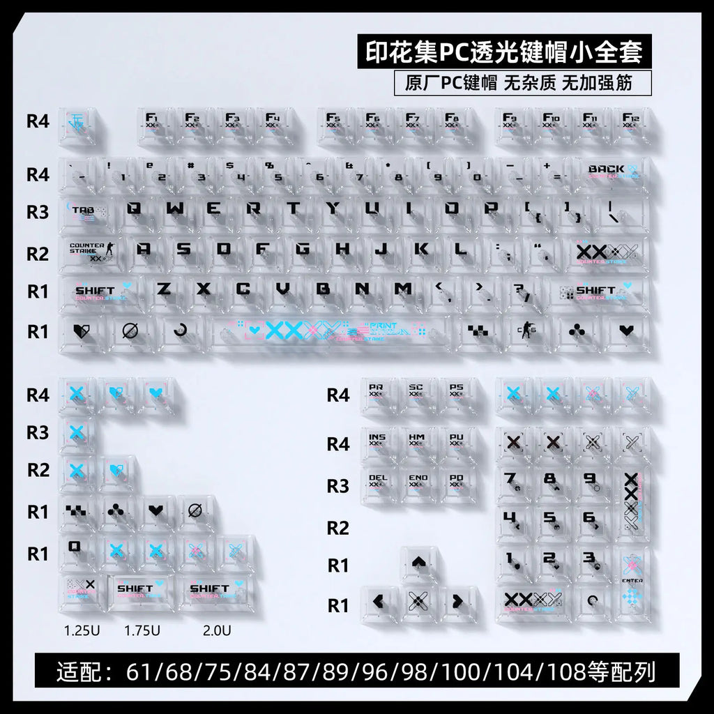 Black and White Double Color Matching Side Engraving Keycaps Set Sublimation Original Height Translucent Keycap Wooting Made68