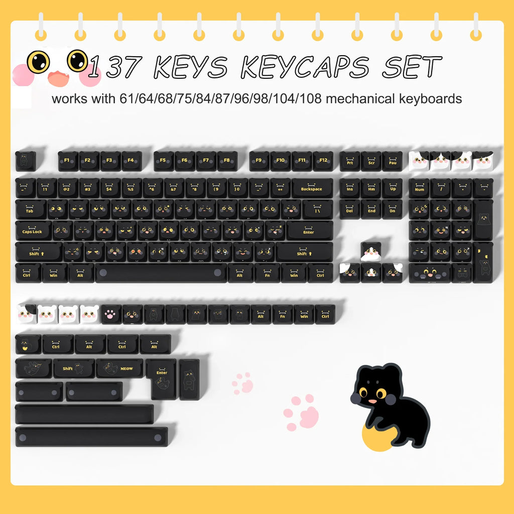 143 Keys Pink Cherry MOA Profile PBT Keycaps Dye Sub Customs  Key caps for 61/87/104 Cherry MX Switch Gaming Mechanical Keyboard