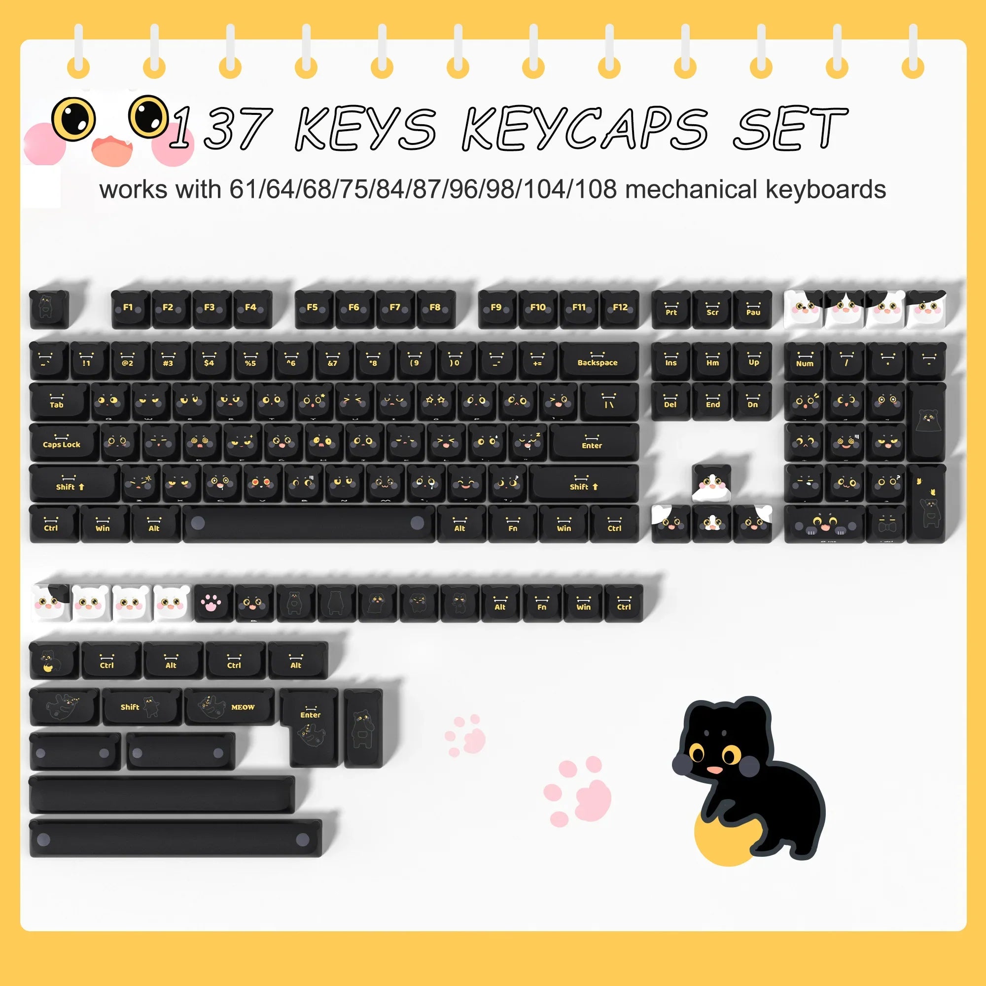 143 Keys Pink Cherry MOA Profile PBT Keycaps Dye Sub Customs  Key caps for 61/87/104 Cherry MX Switch Gaming Mechanical Keyboard