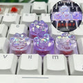 4pcs White Translucent Cat Paw Cute Keycap for Cross Axis Mechanical Keyboard Pink Custom ESC WASD Cap Key Cap Game