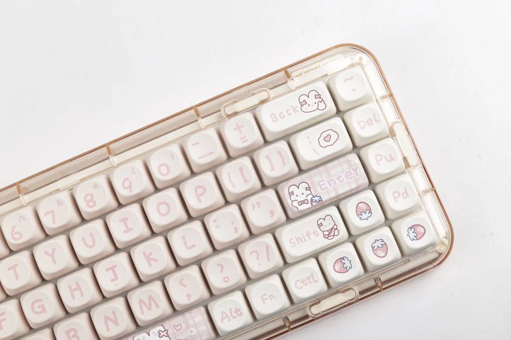 Mathew Tech Snack Bunny Keycap Pink Keycaps MOA Profile PBT Sublimation Mechanical Keyboard Keycaps Suitable for Girls To DIY