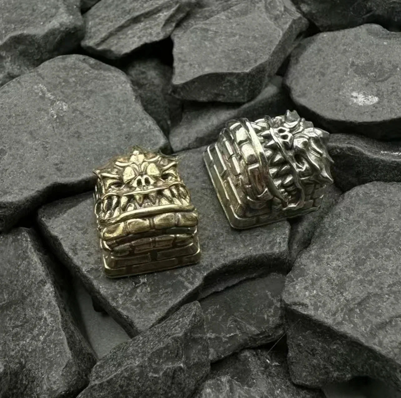 Black Myth: Wukong Keycaps Retro Skull Design Mechanical Keyboard Keycaps Customized Pure Copper Letter Card Slot Metal Keycaps