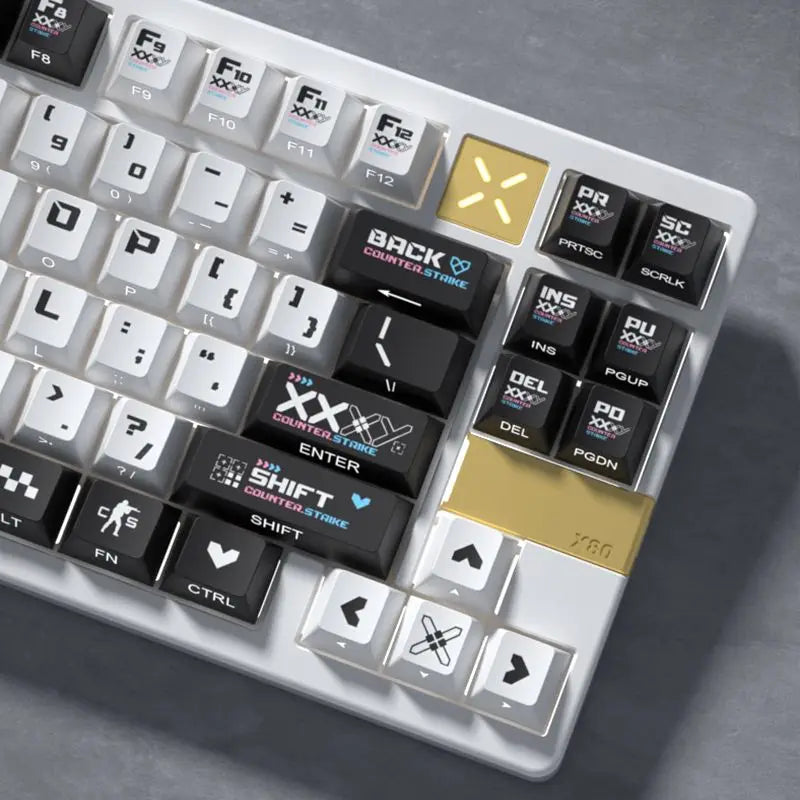 Black and White Double Color Matching Side Engraving Keycaps Set Sublimation Original Height Translucent Keycap Wooting Made68