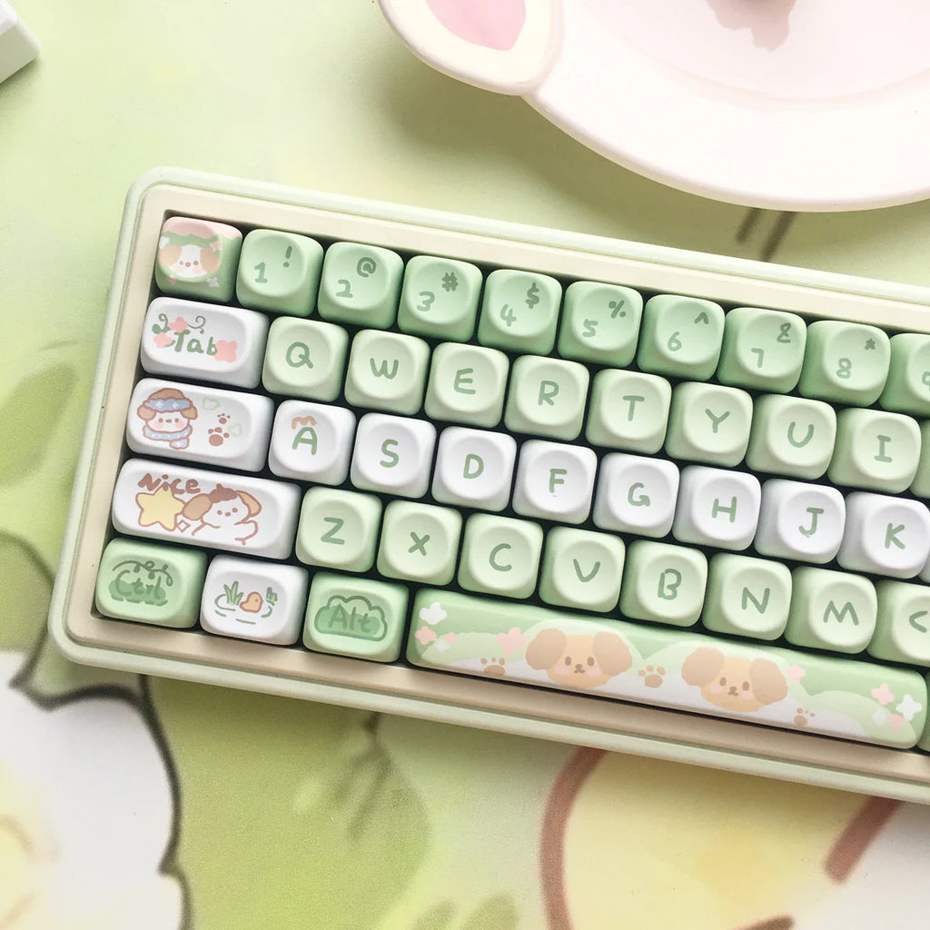 95Keys MOA Profile Keycaps Cartoon Dog Cat Theme PBT Key Caps for GMK67 GMK87 61/64/68/84/75/87 Keys Gaming Mechanical Keyboard