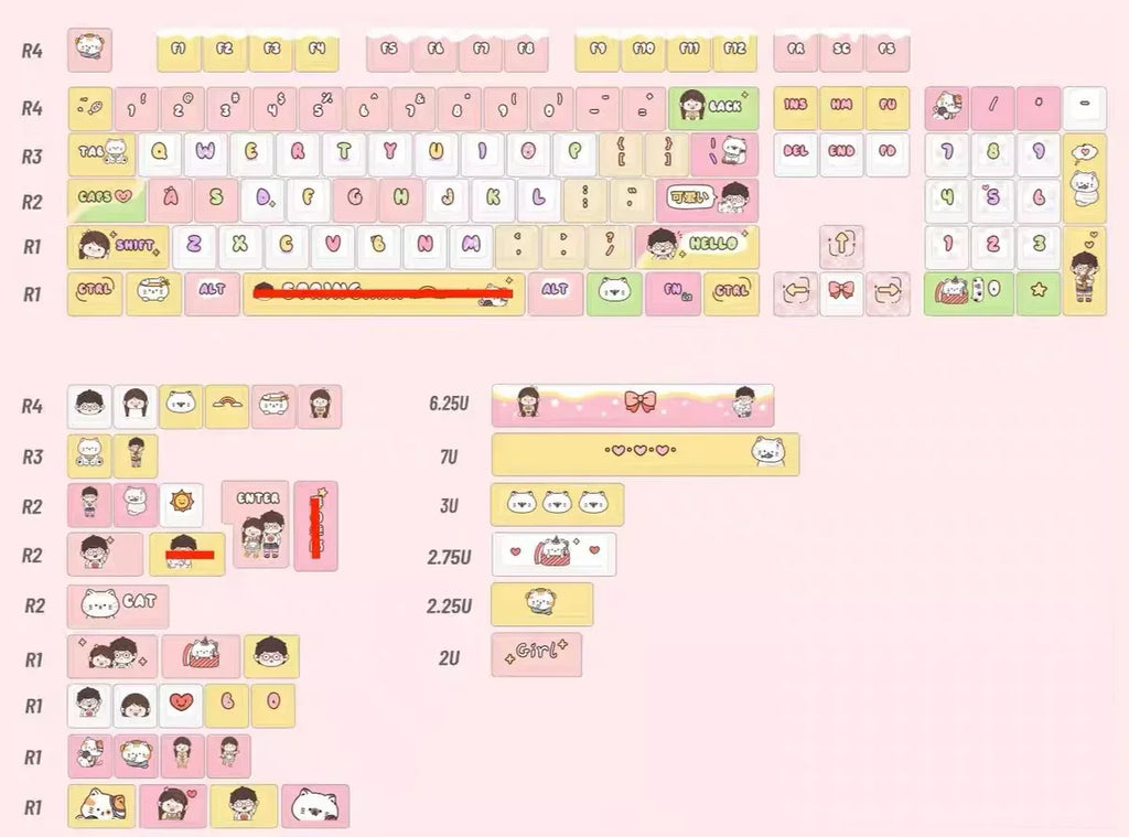 138 keys Customized SO keycap Kawaii gril Cute Pink Dye-Sub PBT For Diy Mechanical Keyboard MX Switch Cap Cute Keycap Alice/Ansi