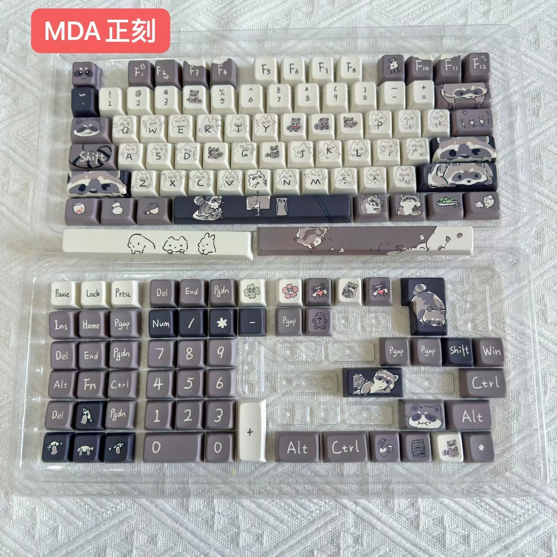 Raccoon/Penguin Keycap 148keys Cherry Side Printed Pbt  Sublimation Mechanical Keyboard Keycaps Customized Cute For Game Office