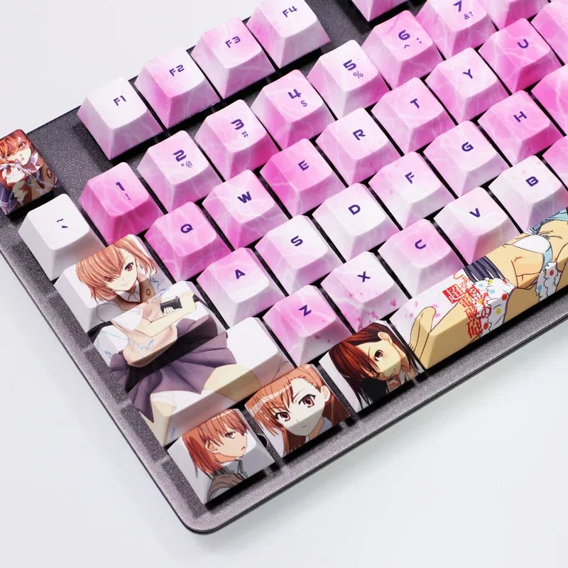 A Certain Scientific Railgun Keycaps PBT 108 Keys Mechanical Keyboard Keycaps Personality Misaka Mikoto Cartoon Anime Keycaps