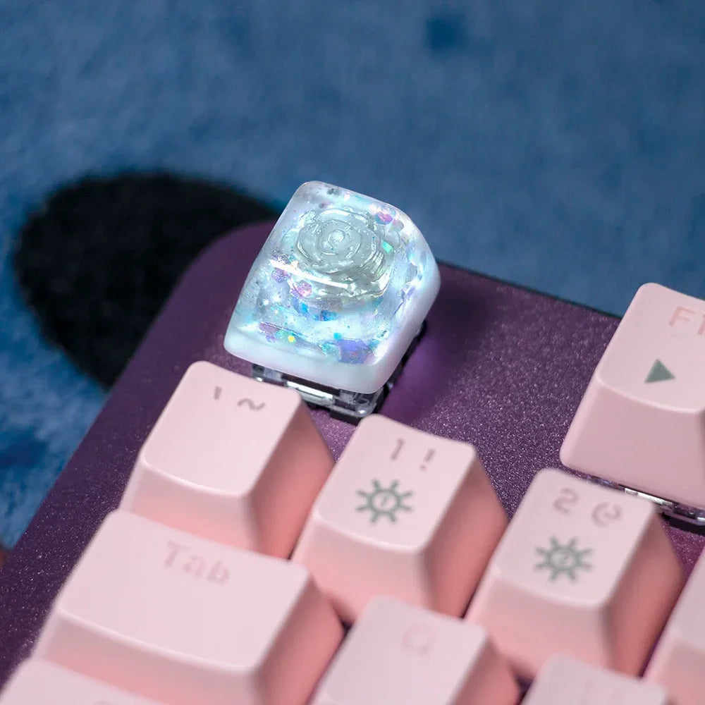 1 Piece Ice Rose/Polar Bear/Steampunk/Gear/Pond Fish/Koi/Stars Artisan Resin Keycaps ESC Mechanical Backlit Keyboard RGB Keycap